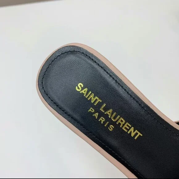 Saint Laurent Nude Leather Tribute Flat Sandals - Picture 4 of 5